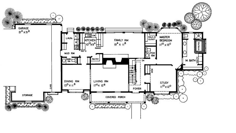 Floor Plan First Story of Country Plan #137-1571