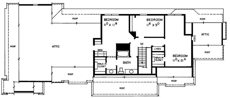 Floor Plan Second Story of Country Plan #137-1571