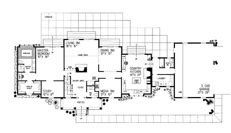 Floor Plan First Story of Colonial Plan #137-1573