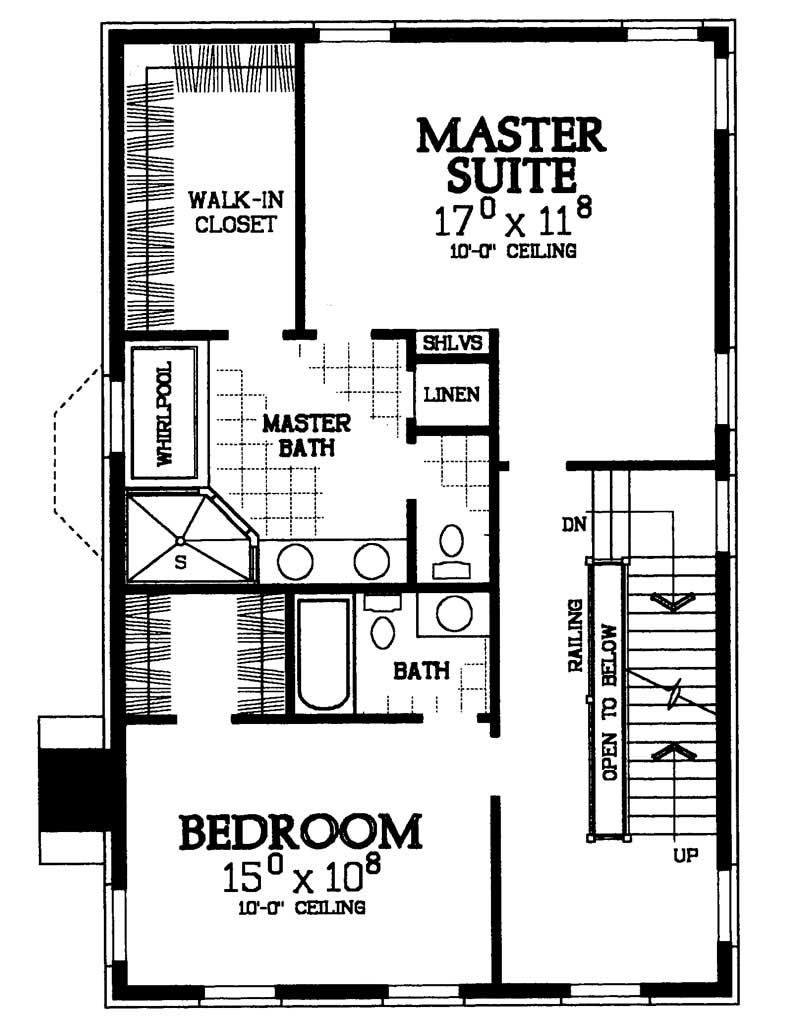 Floor Plan Second Story of Colonial Plan #137-1581