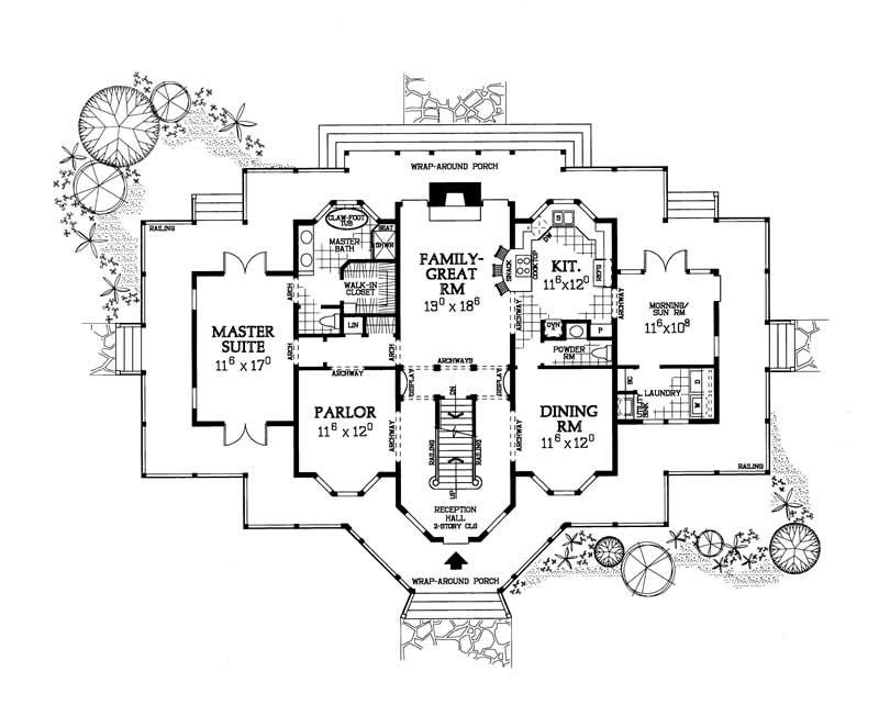 Floor Plan First Story of Victorian Plan #137-1588
