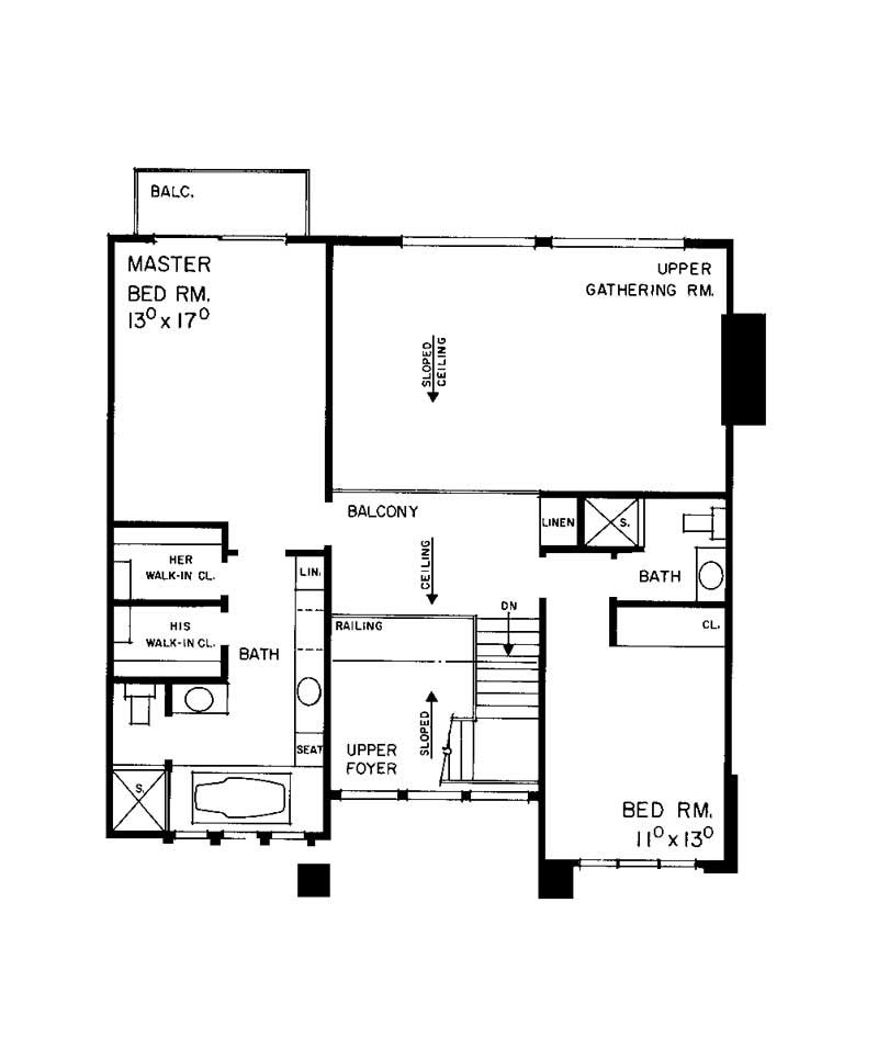 Floor Plan Second Story of Contemporary Plan #137-1589