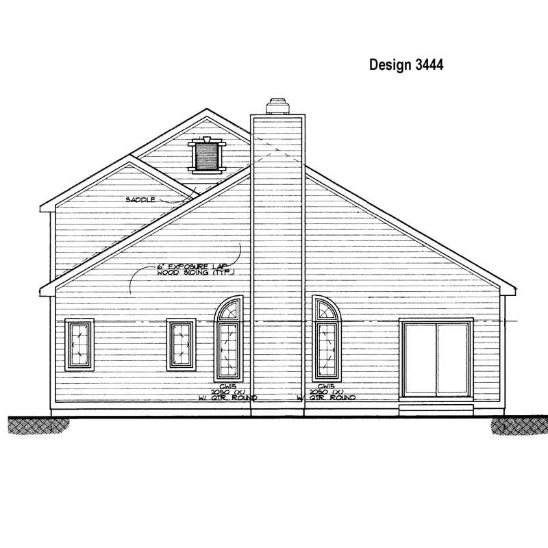 Home Plan Rear Elevation of this 3-Bedroom,1973 Sq Ft Plan -137-1592