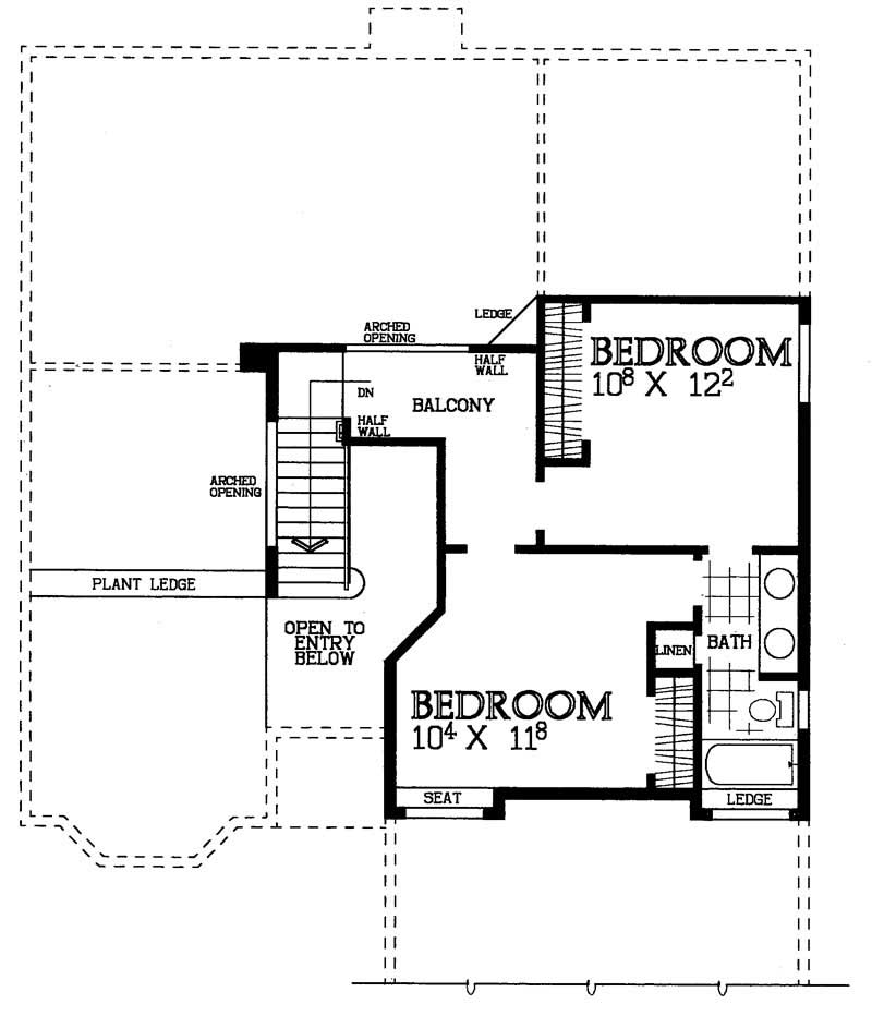 Floor Plan Second Story of Cape Cod Plan #137-1592