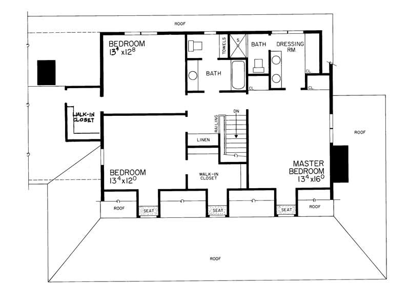 Floor Plan Second Story of Country Plan #137-1595