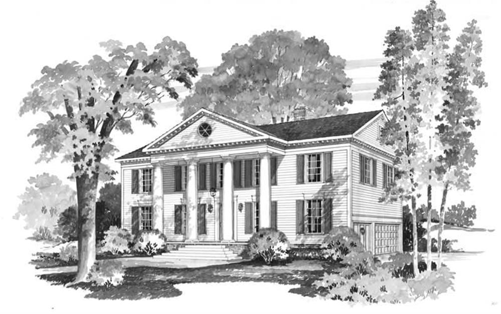 Front elevation of Colonial home (ThePlanCollection: House Plan #137-1597)