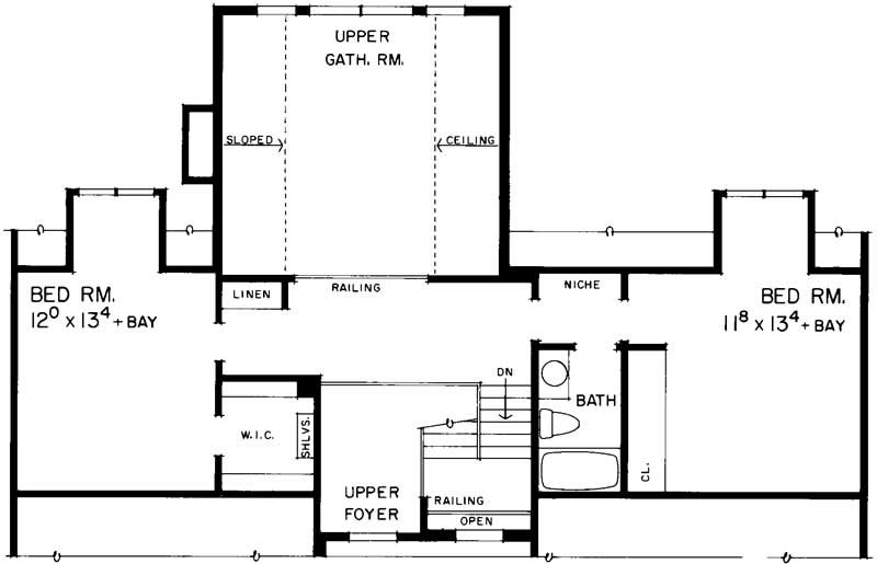 Floor Plan Second Story of Country Plan #137-1600