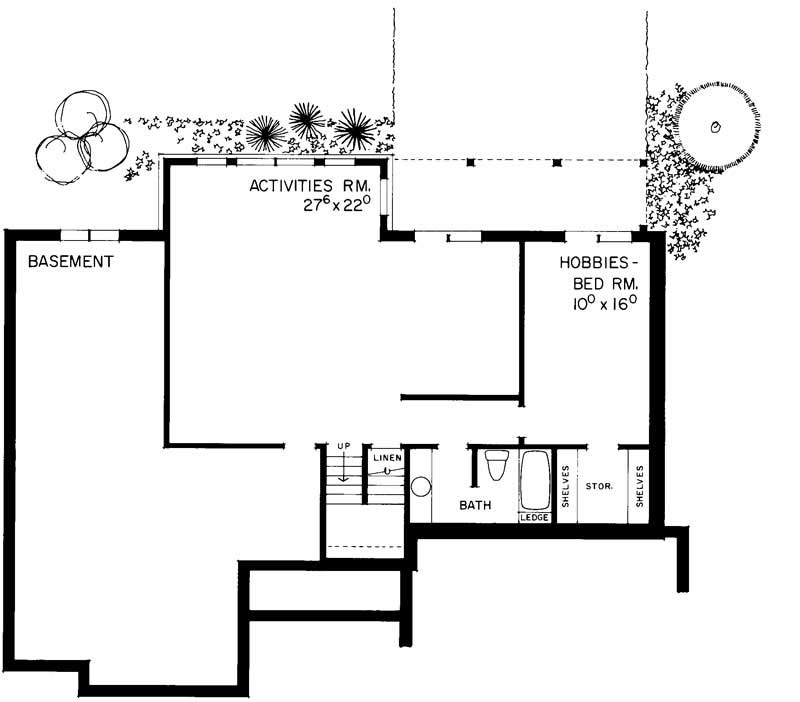 Floor Plan Basement of Country Plan #137-1600