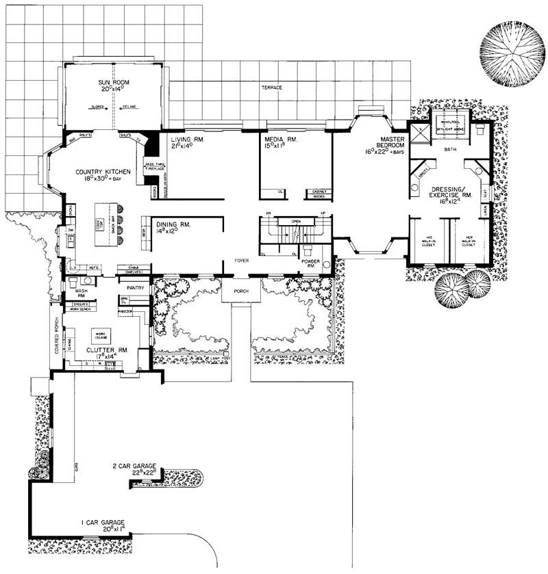 Floor Plan First Story of Country Plan #137-1612