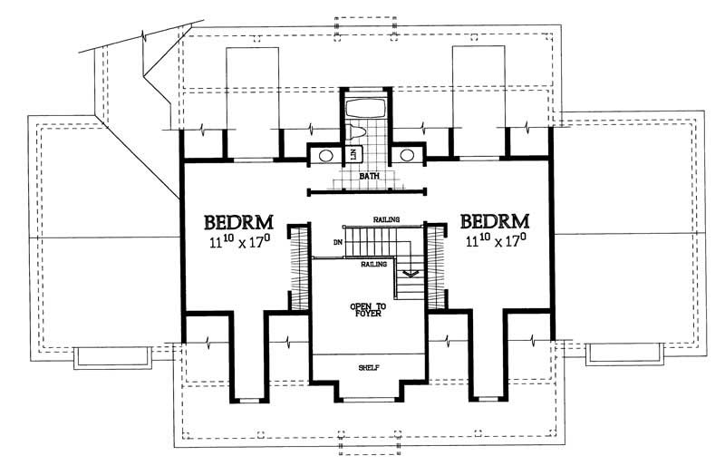 Floor Plan Second Story of Country Plan #137-1619