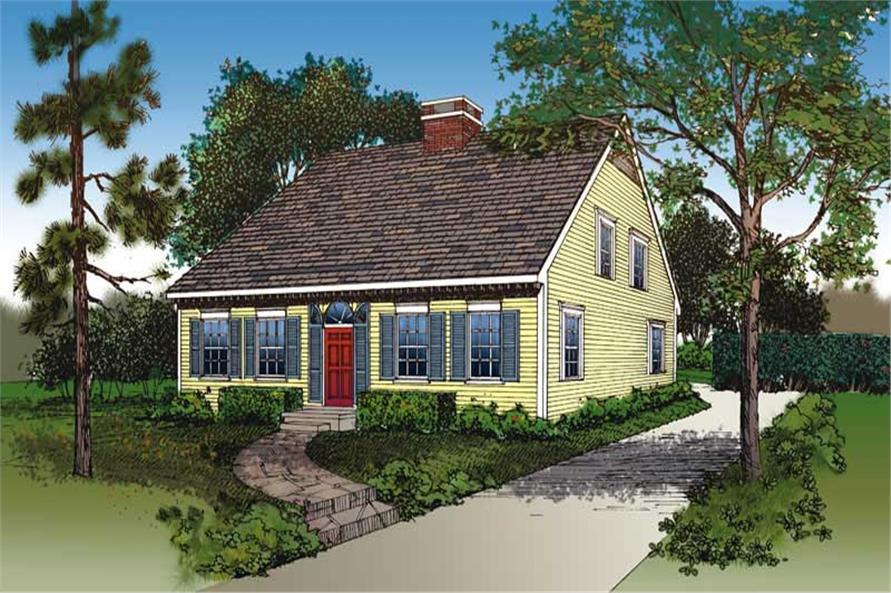 Front elevation of Cape Cod home (ThePlanCollection: House Plan #137-1624)