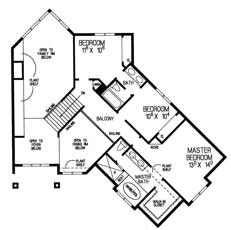 Floor Plan Second Story of Transitional Plan #137-1625