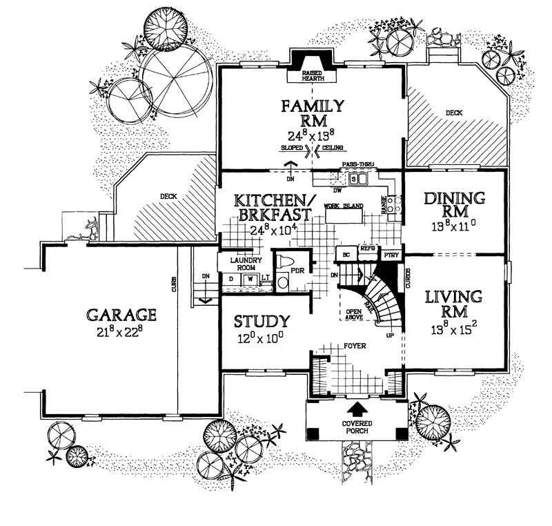 Floor Plan First Story of Colonial Plan #137-1629