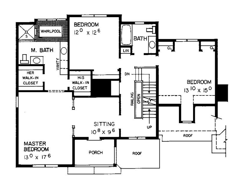 Floor Plan Second Story of Victorian Plan #137-1631
