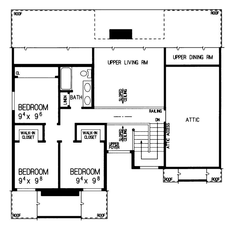 Floor Plan Second Story of Contemporary Plan #137-1633
