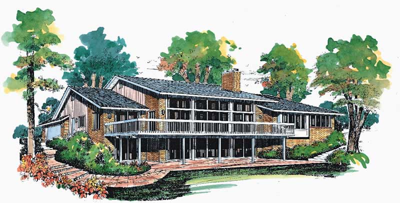 Home Plan Rear Elevation of this 4-Bedroom,3548 Sq Ft Plan -137-1635