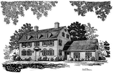 3-Bedroom, 3147 Sq Ft Colonial Home Plan - 137-1650 - Main Exterior