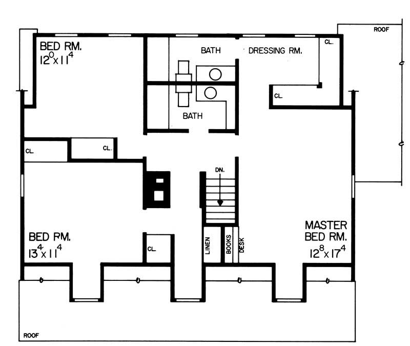 Floor Plan Second Story of Cape Cod Plan #137-1666