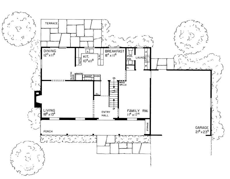 Floor Plan First Story of Country Plan #137-1672