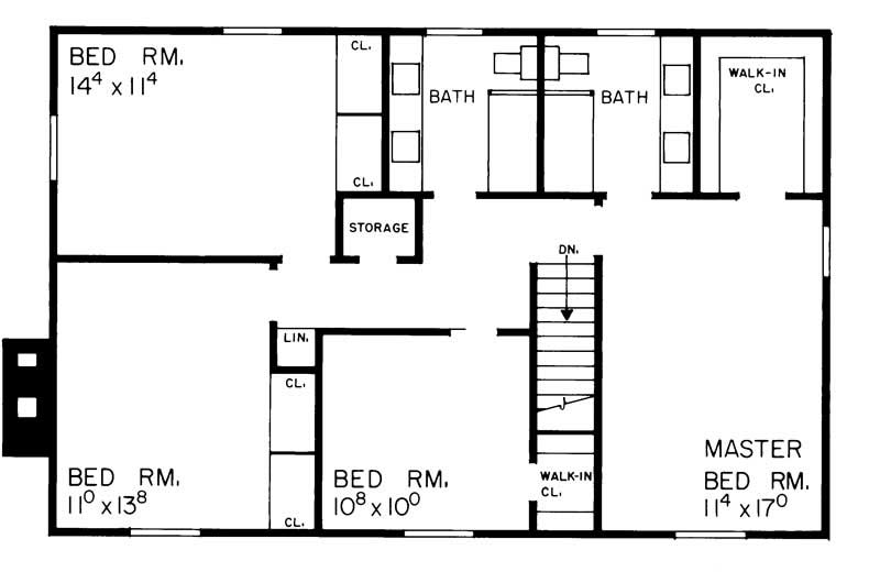 Floor Plan Second Story of Country Plan #137-1672