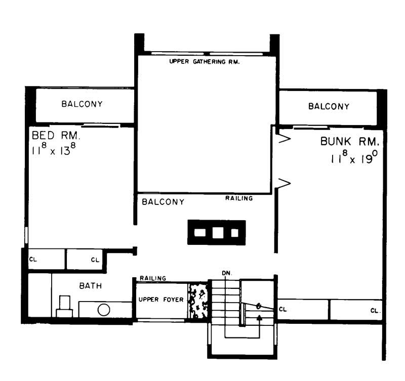 Floor Plan Second Story of Contemporary Plan #137-1675