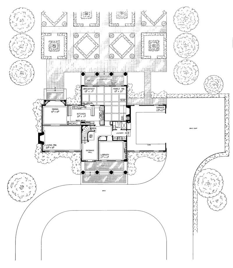 Floor Plan First Story of Colonial Plan #137-1681