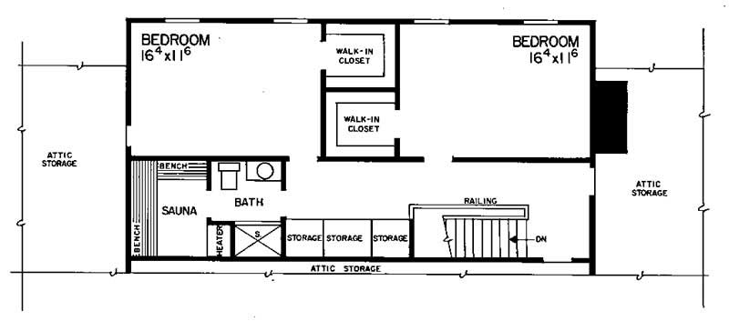 Floor Plan Second Story of Country Plan #137-1686