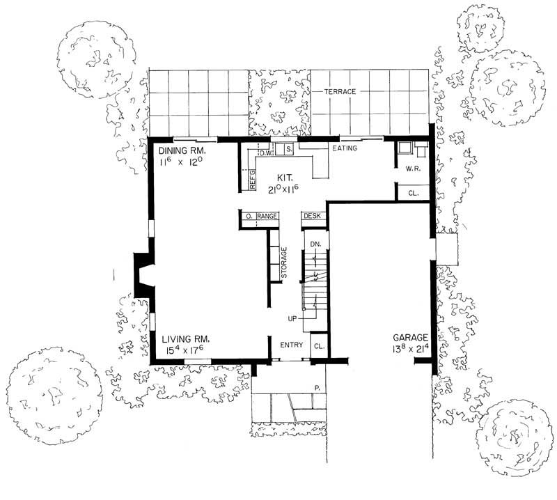 Floor Plan First Story of Country Plan #137-1704