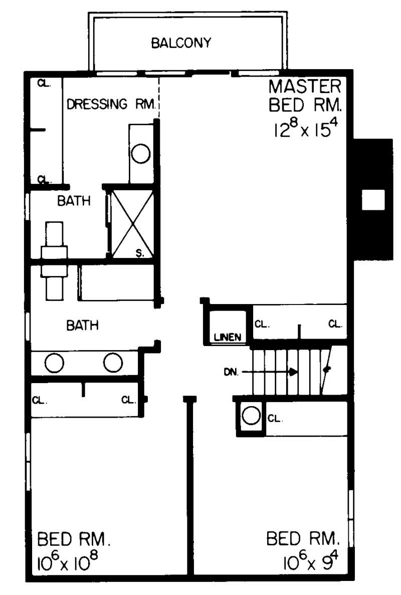 Floor Plan Second Story of Contemporary Plan #137-1705