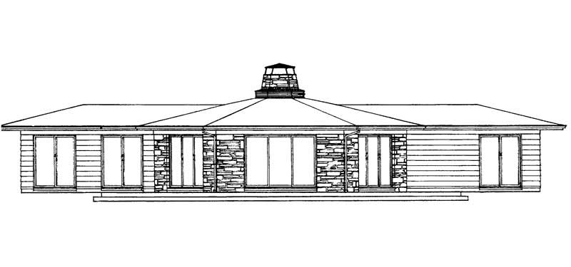 Home Plan Rear Elevation of this 3-Bedroom,1400 Sq Ft Plan -137-1708