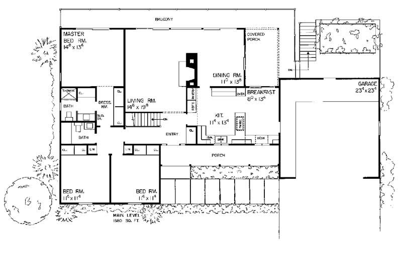 Floor Plan First Story of Country Plan #137-1713