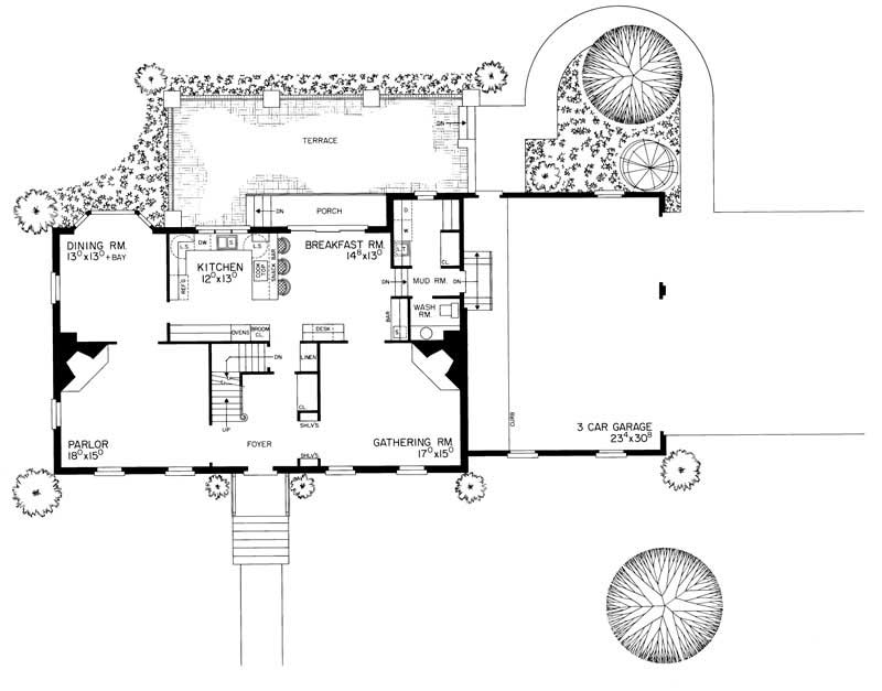Floor Plan First Story of Colonial Plan #137-1721