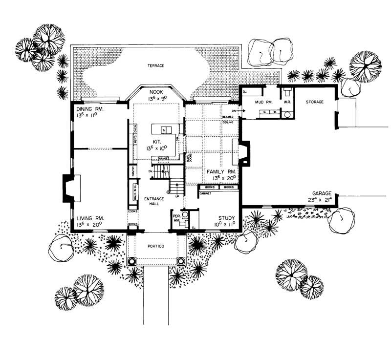 Floor Plan First Story of Colonial Plan #137-1731