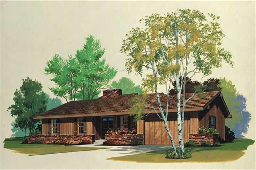 Front elevation of Ranch home (ThePlanCollection: House Plan #137-1732)