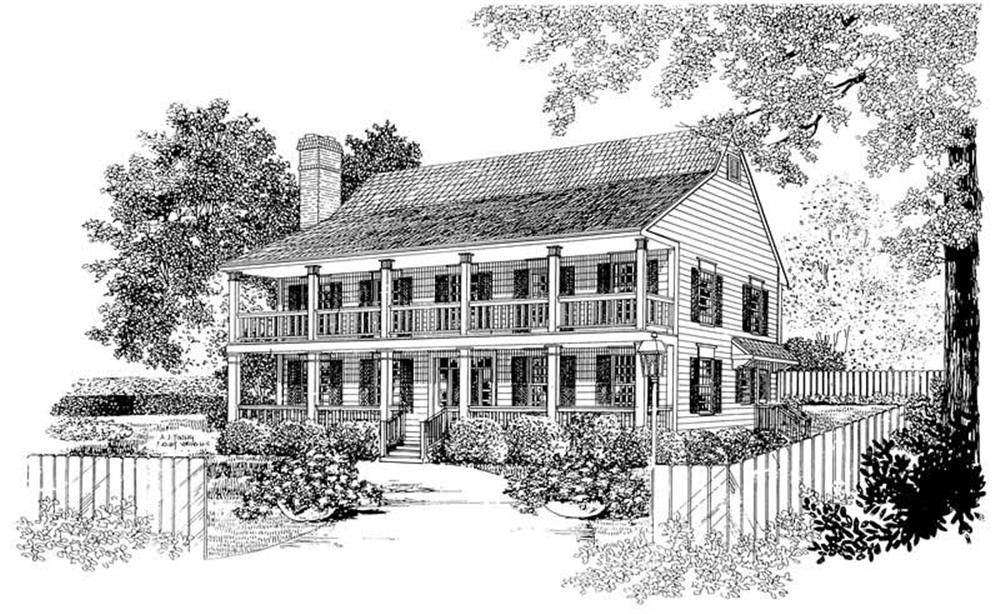 Front elevation of Farmhouse home (ThePlanCollection: House Plan #137-1736)