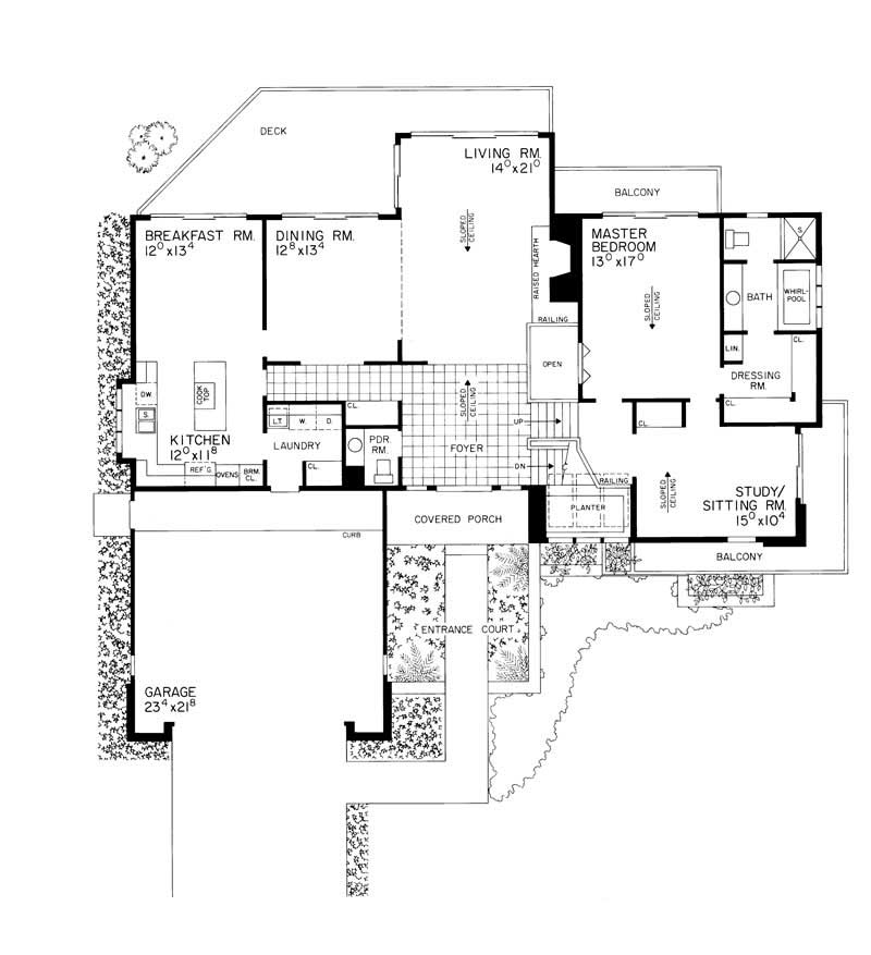 Floor Plan First Story of Contemporary Plan #137-1741