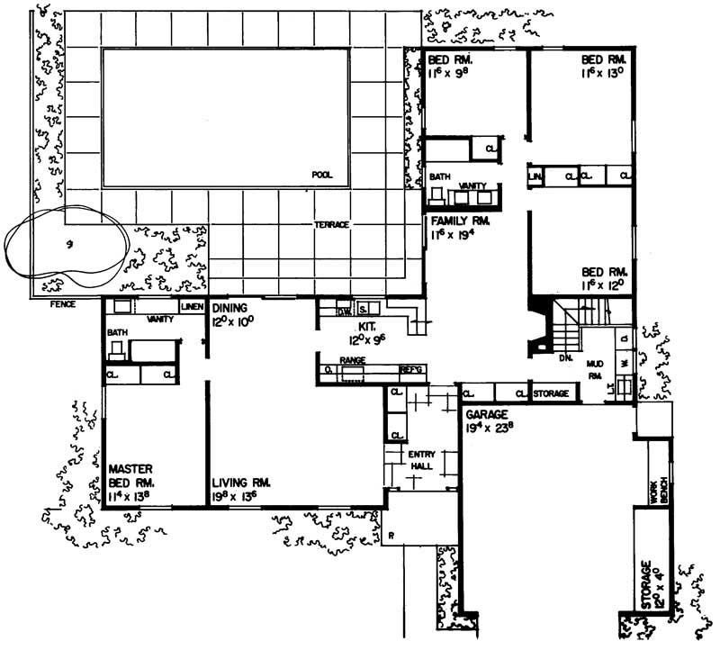 Floor Plan First Story of Ranch Plan #137-1749