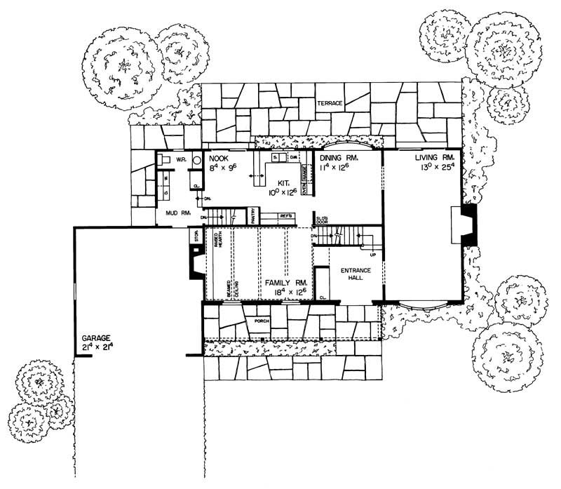 Floor Plan First Story of Country Plan #137-1774