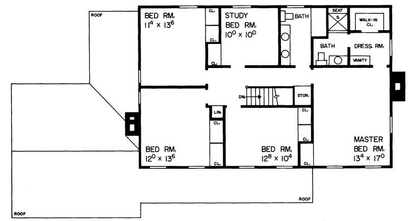 Floor Plan Second Story of Country Plan #137-1774