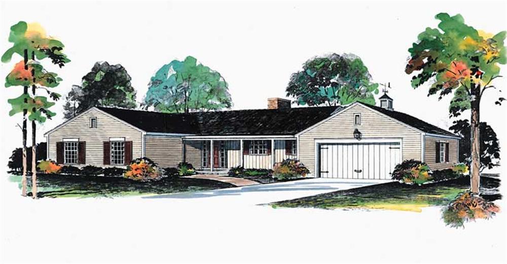 Front elevation of Ranch home (ThePlanCollection: House Plan #137-1780)