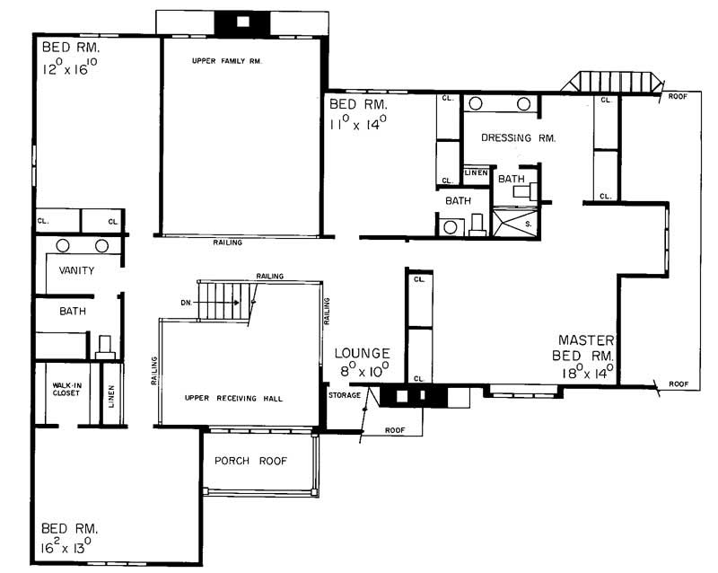 Floor Plan Second Story of European Plan #137-1794