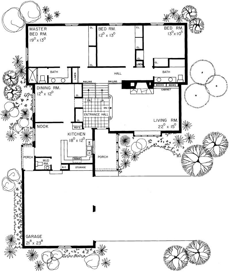 Floor Plan First Story of Country Plan #137-1797