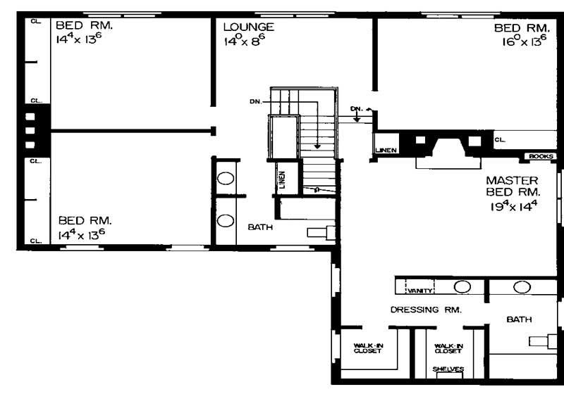 Floor Plan Second Story of Country Plan #137-1805