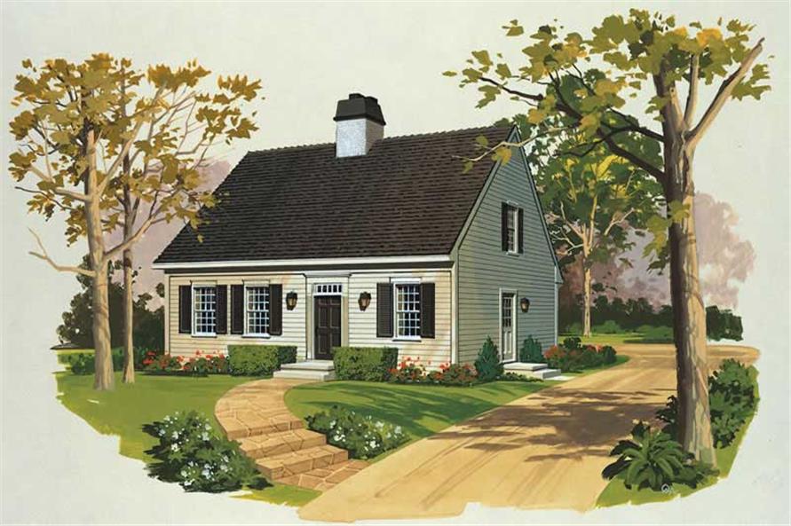 Front elevation of Colonial home (ThePlanCollection: House Plan #137-1808)