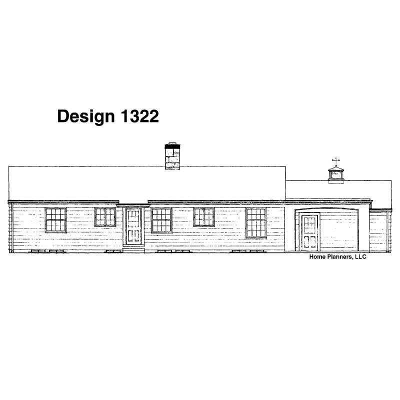 Home Plan Rear Elevation of this 3-Bedroom,1478 Sq Ft Plan -137-1811