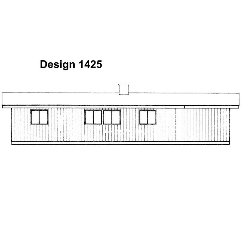 Home Plan Rear Elevation of this 3-Bedroom,1152 Sq Ft Plan -137-1822