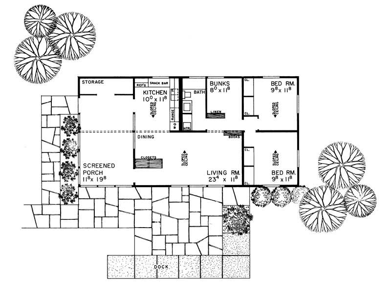 Floor Plan First Story of Ranch Plan #137-1822