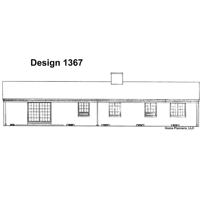Home Plan Rear Elevation of this 3-Bedroom,1432 Sq Ft Plan -137-1834