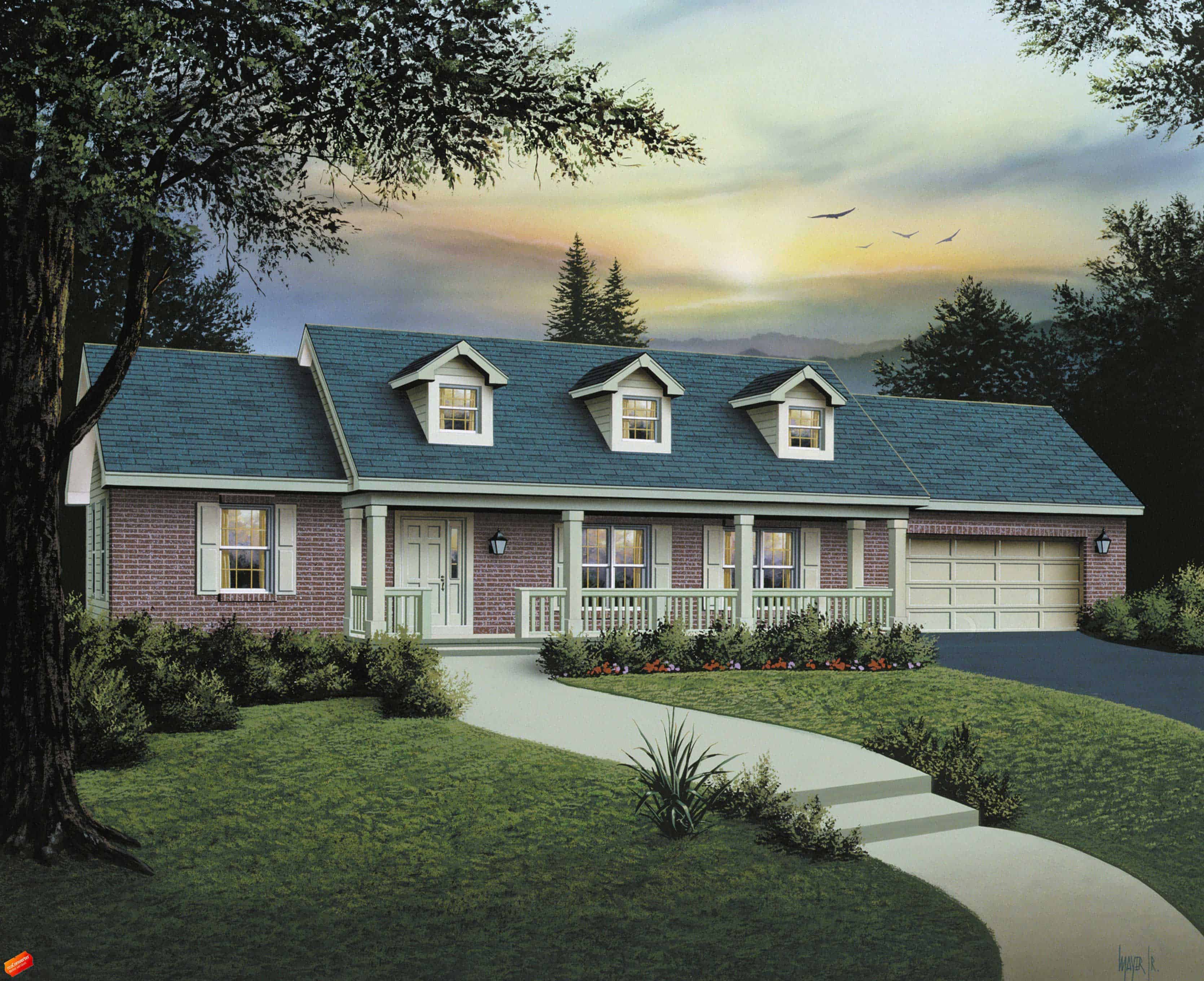 Front View of this 3-Bedroom,1400 Sq Ft Plan -138-1001
