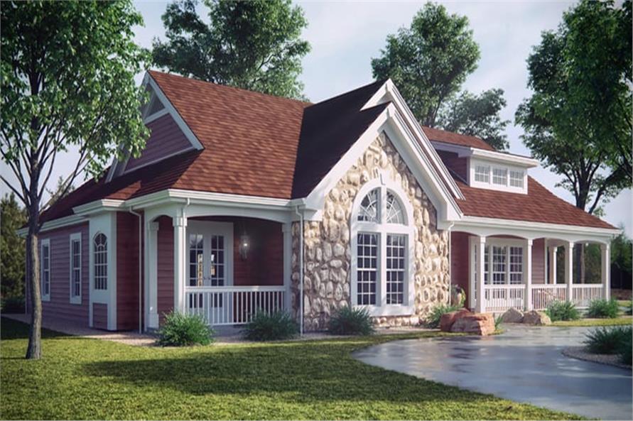 138-1002: Home Plan Rendering-Front View
